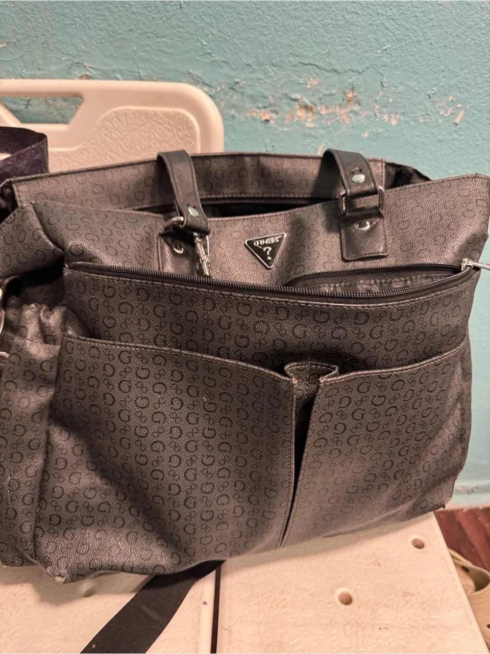 Guess Black Logo-Print Baby Bag